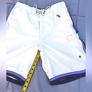 Abercrombie & Fitch board shorts. White w/blue trim size 32